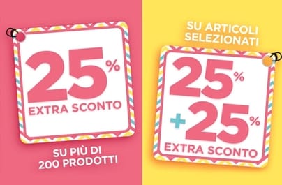 Extra sconto 25% +25% su articoli già scontati
