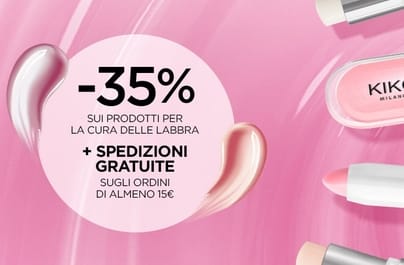 Sconto 35% prodotti per la cura delle labbra + spedizione gratis