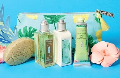 Omaggio trousse Verbena con 4 essenziali di freschezza su L'Occitane