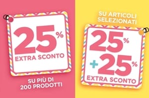 Extra sconto 25% +25% su articoli già scontati