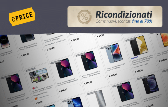 Banner ePRICE prodotti ricondizionati disponibili su ePRICE con garanzia e prezzo ridotto