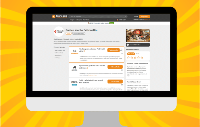 Sezione Topnegozi per riscattare i coupon La Feltrinelli