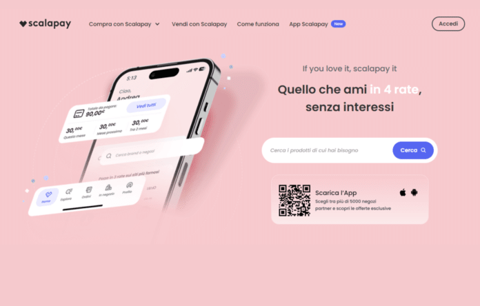 Pagamento online con Scalapay in 3 o 4 rate senza costi aggiuntivi
