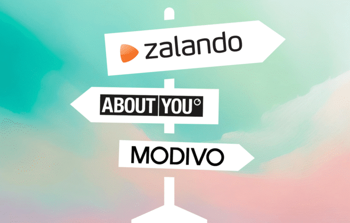 Cartello che indica Zalando, About You e Modivo come principali alternative moda online