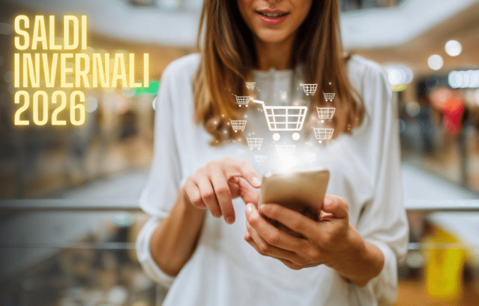 Utente che verifica un acquisto online durante i saldi invernali per evitare truffe