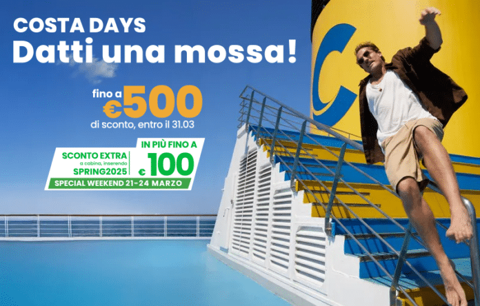 Costa Crociere lancia il weekend Costa Days: usa il coupon 100€ extra e parti
