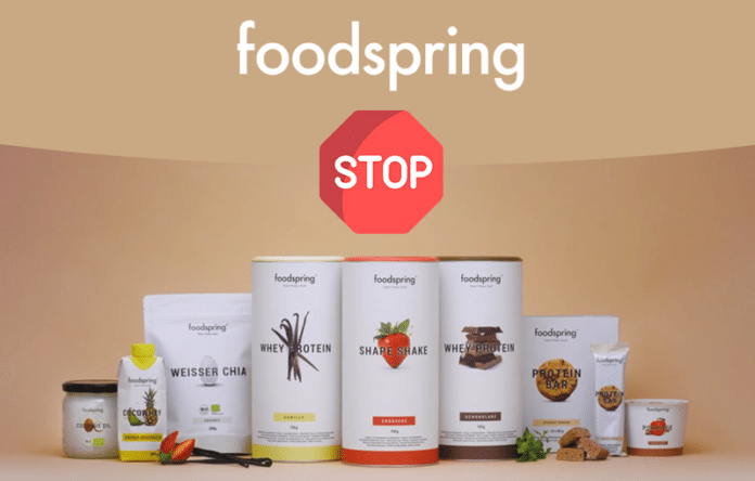 Immagine dei prodotti Foodspring con simbolo di stop: fine della disponibilità sul mercato