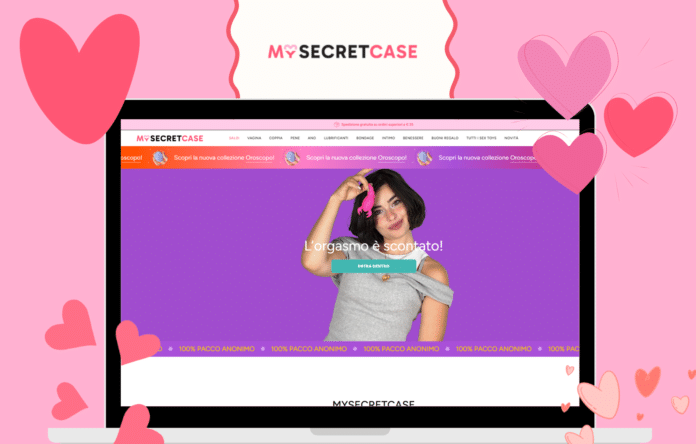 Schermata del sito Mysecretcase con promozione e spedizione anonima