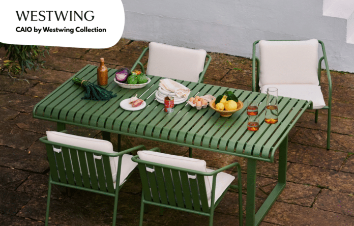 Tavolo da giardino in alluminio verde con sedie CAIO by Westwing Collection
