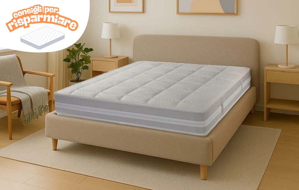 Materasso chiaro in camera minimal acquistabile con coupon