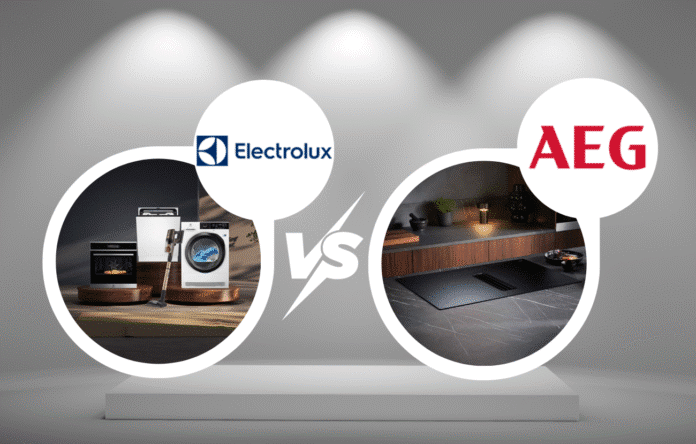 Immagine comparativa Electrolux e AEG con elettrodomestici a confronto