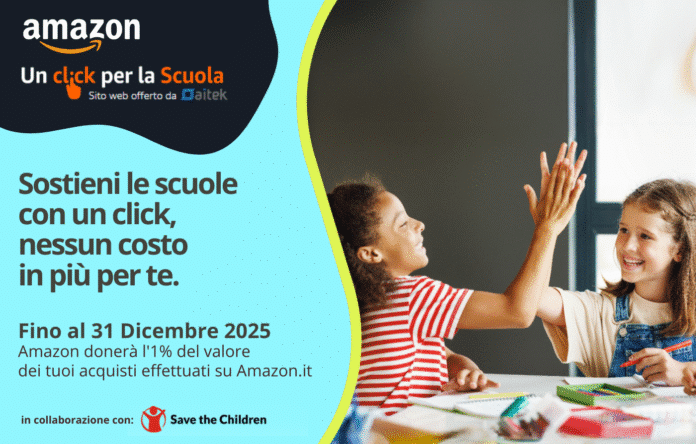 Iniziativa Amazon Un Click per la Scuola 2025 in collaborazione con Save the Children