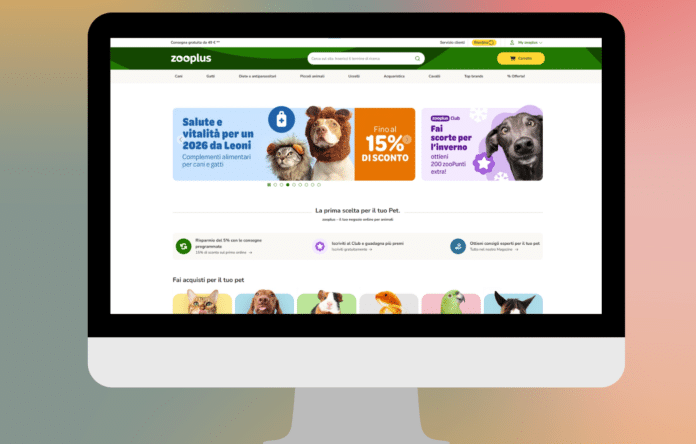 Homepage Zooplus con promozioni, spedizione gratuita e accesso al Club