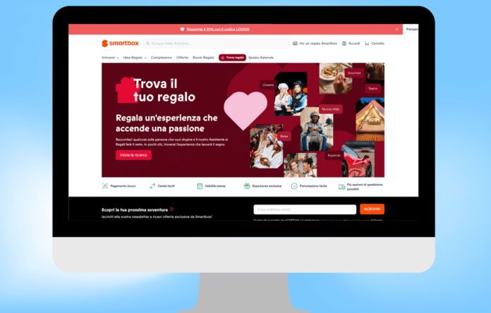 Pagina Smartbox per scegliere un regalo esperienza online