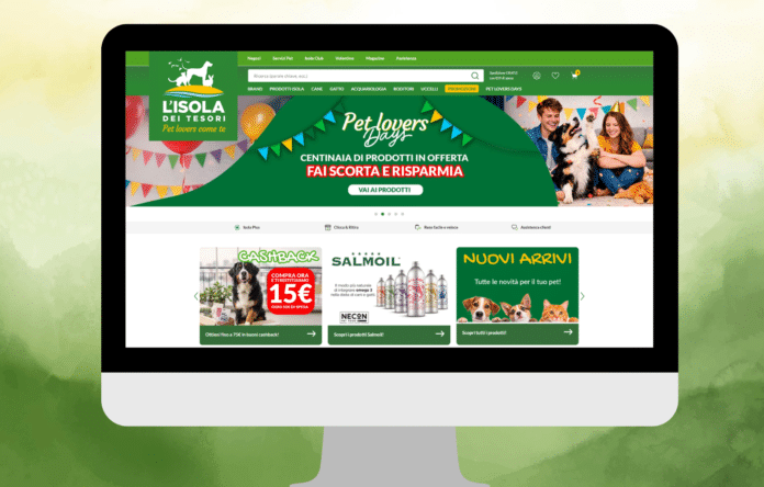 Homepage dello shop online Isola dei Tesori con offerte e prodotti per animali domestici