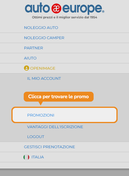 Dove inserire il codice sconto AutoEurope