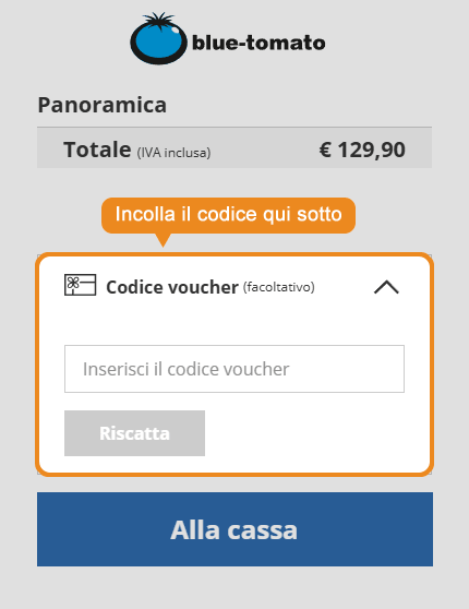 Dove inserire il codice sconto Blue Tomato