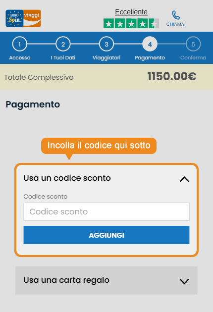 Dove inserire il codice sconto Eurospin Viaggi