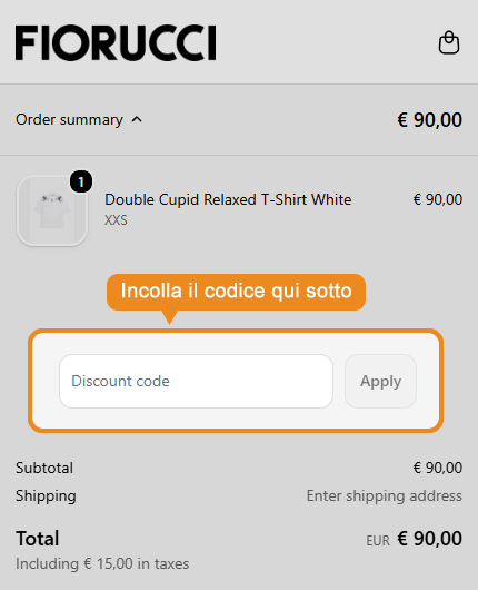 Dove inserire il codice sconto Fiorucci