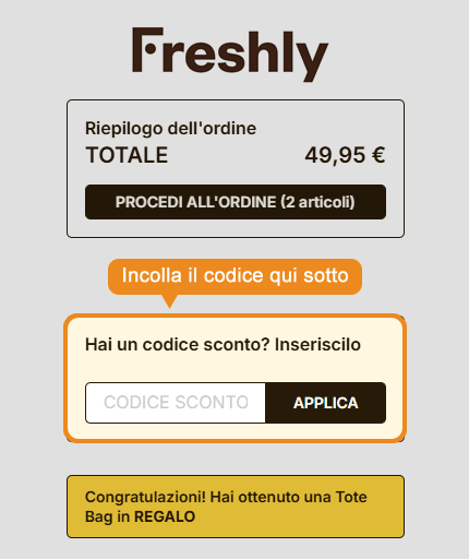 Dove inserire il codice sconto Freshly Cosmetics