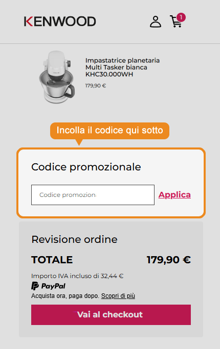 Dove inserire il codice sconto Otticanet