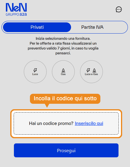 Dove inserire il codice sconto NeN