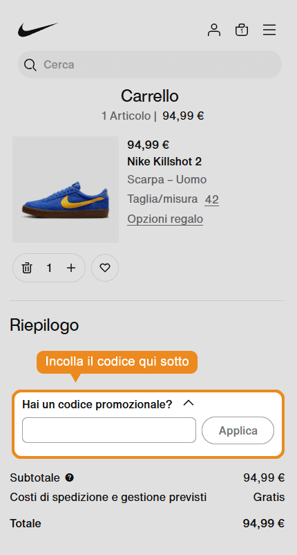 Codice sconto Nike 25% - Settembre 2025