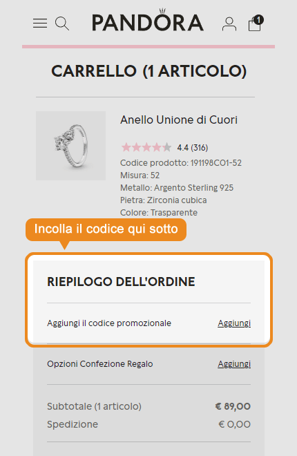 Codice sconto Pandora 10 Febbraio 2025