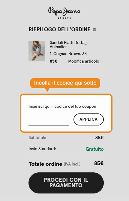 Dove inserire il codice sconto Pepe Jeans