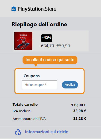 Dove inserire il codice sconto PlayStation Store