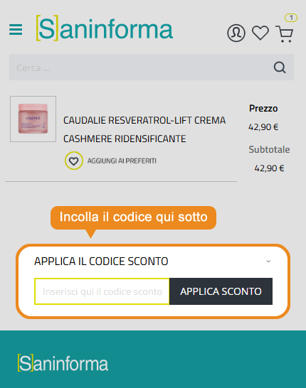 Dove inserire il codice sconto Saninforma