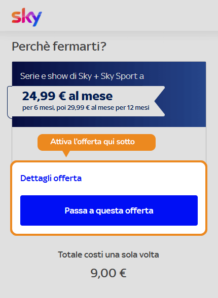 Dove inserire il codice sconto Sky