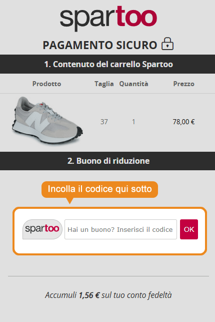 Dove inserire il codice sconto Spartoo