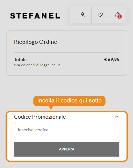 Dove inserire il codice sconto Stefanel