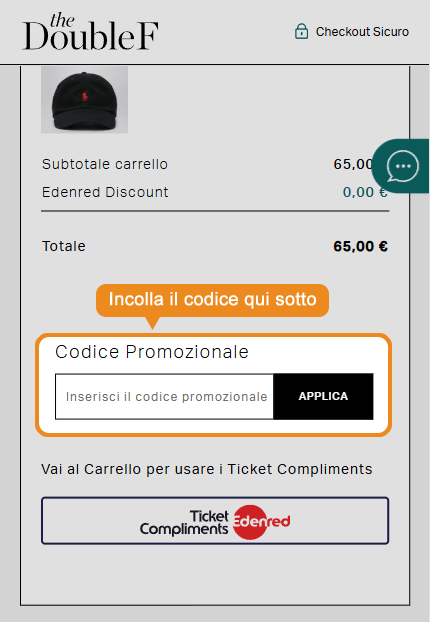 Dove inserire il codice sconto The Double F