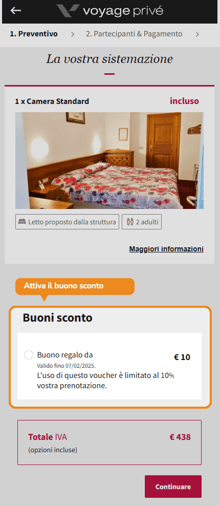 Dove inserire il codice sconto Voyage Privé